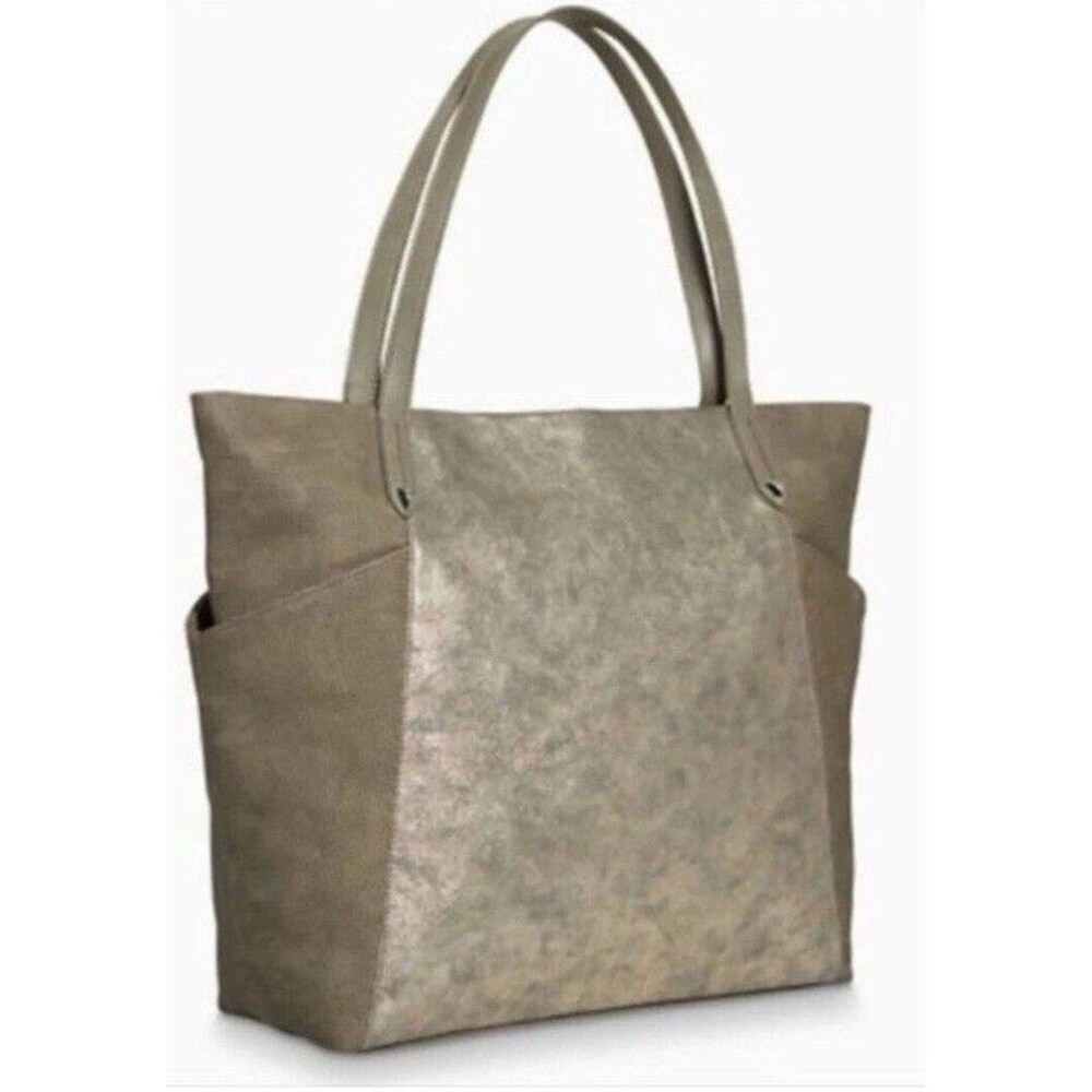 Stella & Dot Bleeker Gold Metallic Zip Top Tote Travel School Baby-bag Market